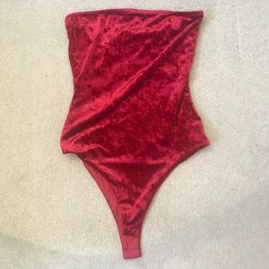 Red Velvet Bodysuit Top